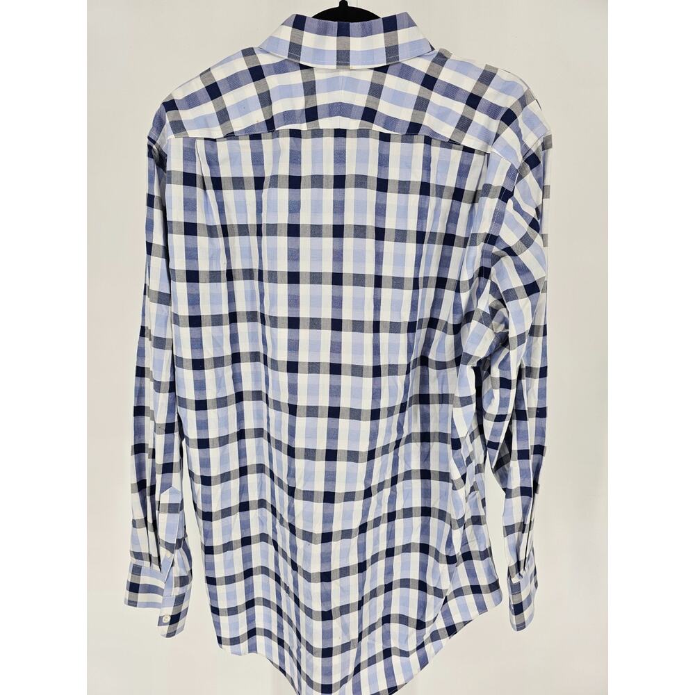 Nordstrom Mens Sz 16.5 35 Long Sleeve Button Up Dress Shirt Blue Plaid - Picture 5 of 5